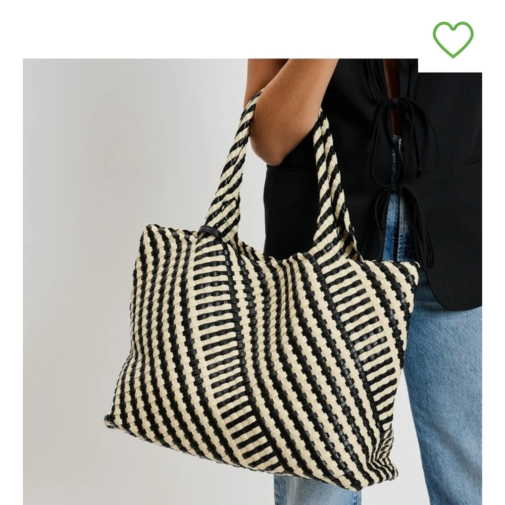 Moda Luxe Navy Blue and White Striped Tote Bag NWT